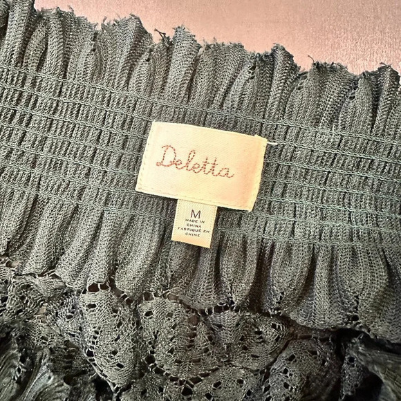 ANTHROPOLOGIE Deletta brand Off Shoulder Green Lace Top - size Medium - Picture 11 of 13